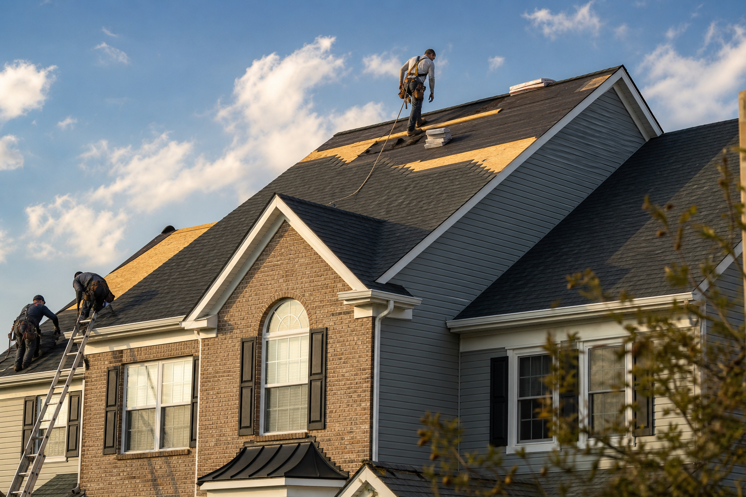 JMJ crew working on a residential roof